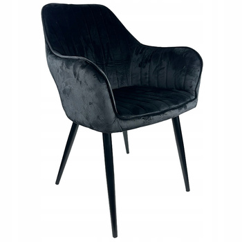 Krzesło tapicerowane Tobi Czarne Fotel Welurowe do kuchni jadalni salonu
