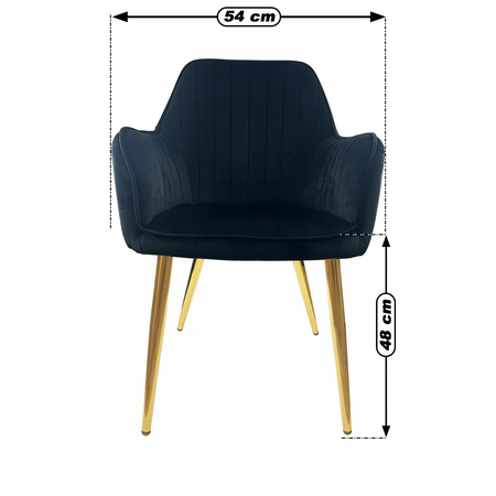 Krzesło czarne welurowe tapicerowane Złote nogi wygodne do kuchni salonu