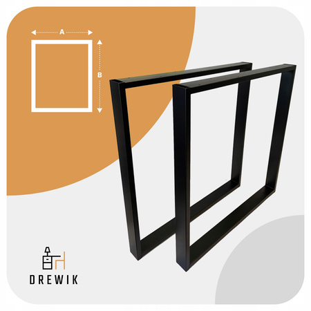 Nogi metalowe Do stołu Loft Industrial czarne 70x72 cm Profil 6x2cm 1 szt