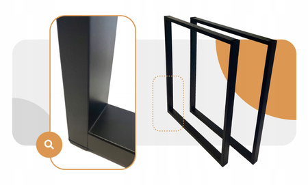 Nogi metalowe Do stołu Loft Industrial czarne 60x72 cm Profil 4x2cm 1 szt