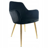 Krzesło czarne welurowe tapicerowane Złote nogi wygodne do kuchni salonu