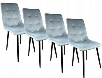 4x Krzesło tapicerowane Miki Szare Fotel Welurowe do kuchni jadalni salonu