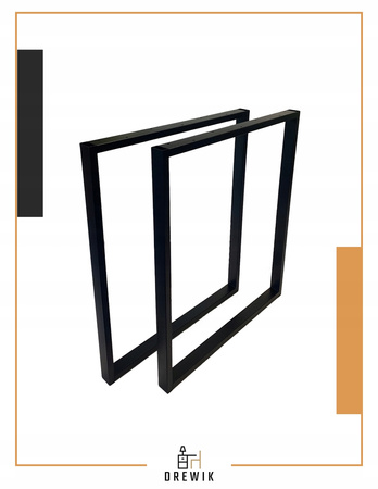 Nogi metalowe Do stołu Loft Industrial czarne 60x72 cm Profil 4x2cm 1 szt