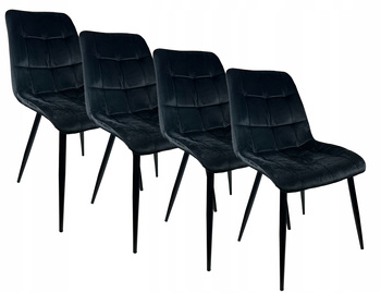 4x Krzesło tapicerowane Cappi Czarne Fotel Welurowe do kuchni jadalni salon