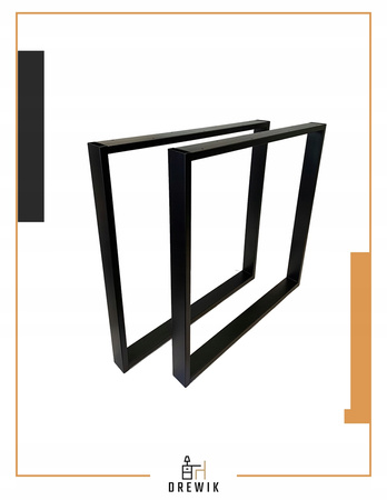 Nogi metalowe Do stołu Loft Industrial czarne 70x72 cm Profil 6x2cm 1 szt