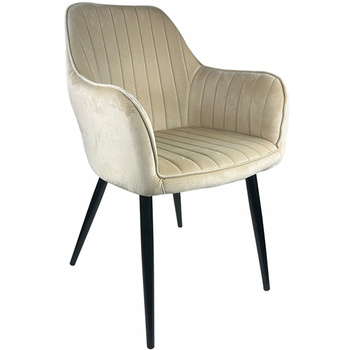 Krzesło tapicerowane Tobi Beżowe Fotel Welurowe do kuchni jadalni salonu
