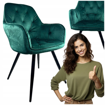 Krzesło tapicerowane Domi Zielone Fotel Welurowe do kuchni jadalni salonu