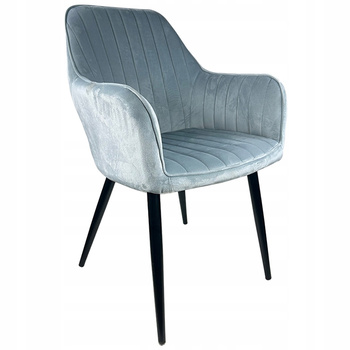 Krzesło tapicerowane Tobi Szare Fotel Welurowe do kuchni jadalni salonu