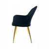 Krzesło czarne welurowe tapicerowane Złote nogi wygodne do kuchni salonu