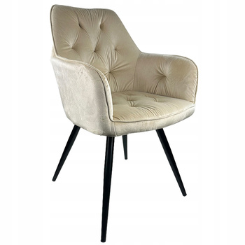 Krzesło tapicerowane Domi Beżowe Fotel Welurowe do kuchni jadalni salonu
