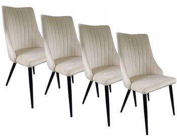 4x Krzesło tapicerowane Jummi Beżowe Fotel Welurowe do kuchni jadalni salon