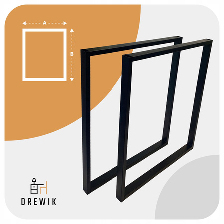 Nogi metalowe Do stołu Loft Industrial czarne 60x72 cm Profil 4x2cm 1 szt