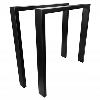 Nogi metalowe U Do stołu Loft Industrial czarne 70x72 cm Profil 6x4cm 2 szt