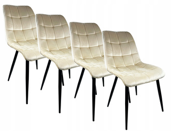 4x Krzesło tapicerowane Cappi Beżowe Fotel Welurowe do kuchni jadalni salon