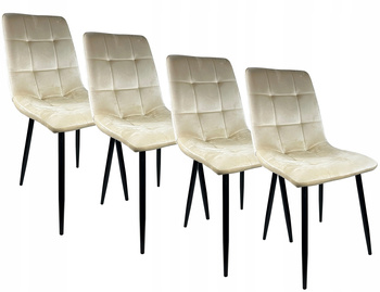 4x Krzesło tapicerowane Miki Beżowe Fotel Welurowe do kuchni jadalni salonu