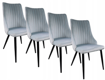 4x Krzesło tapicerowane Jummi Szare Fotel Welurowe do kuchni jadalni salon