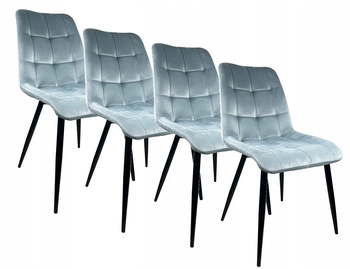 4x Krzesło tapicerowane Cappi Szare Fotel Welurowe do kuchni jadalni salonu