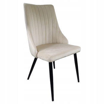 Krzesło tapicerowane Jummi Beżowe Fotel Welurowe do kuchni jadalni salonu