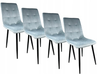 4x Krzesło tapicerowane Miki Szare Fotel Welurowe do kuchni jadalni salonu