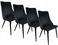 4x Krzesło tapicerowane Jummi Czarne Fotel Welurowe do kuchni jadalni salon