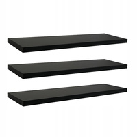PÓŁKA ŚCIENNA WISZĄCA 65 CM CZARNA KOMPLET 3 SZTUK