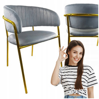 Krzesło Szare welur tapicerowane Złote nogi wygodne do kuchni salonu Sofi